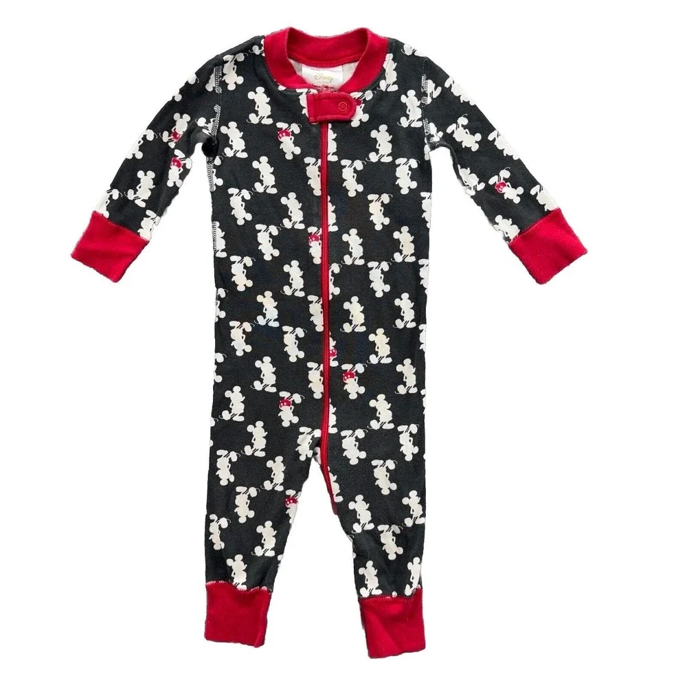 Hanna Andersson X Disney Mickey Baby Sleeper Pajama 9-12M‎ Zip Up Black